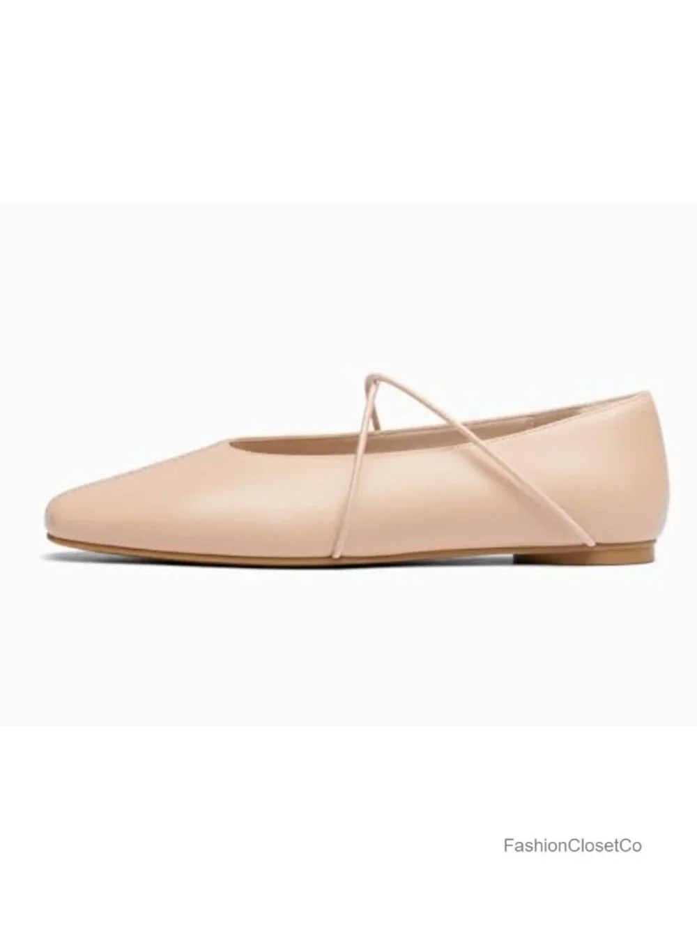 Coutgo Women's Square Toe Mary Jane Flats Crisscross Strap Faux Leather Slip On